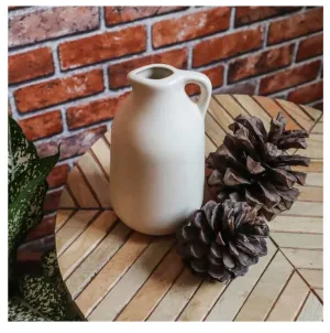 SPHINX Decorative Ceramic Vase, Flower Vase, Pampas Grass Vase, Vase for money plant live plants, Centrepiece for Home, Office,Gifts - Milk Jug Vase (Off-white/Ivory, 1 Piece)