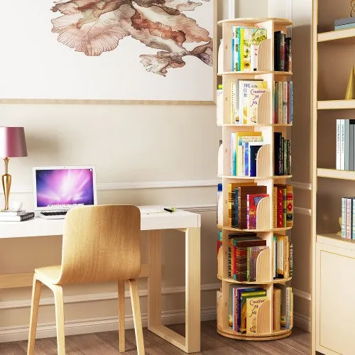 Super Cool Elegant Rotating Book Shelf | 360 Degrees Solid Wood | Stackable Shelf | Organizer | Home, Bedroom, Office, etc