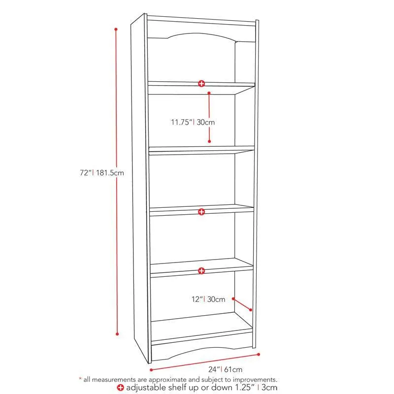 Tall Bookcase in Black, 72"