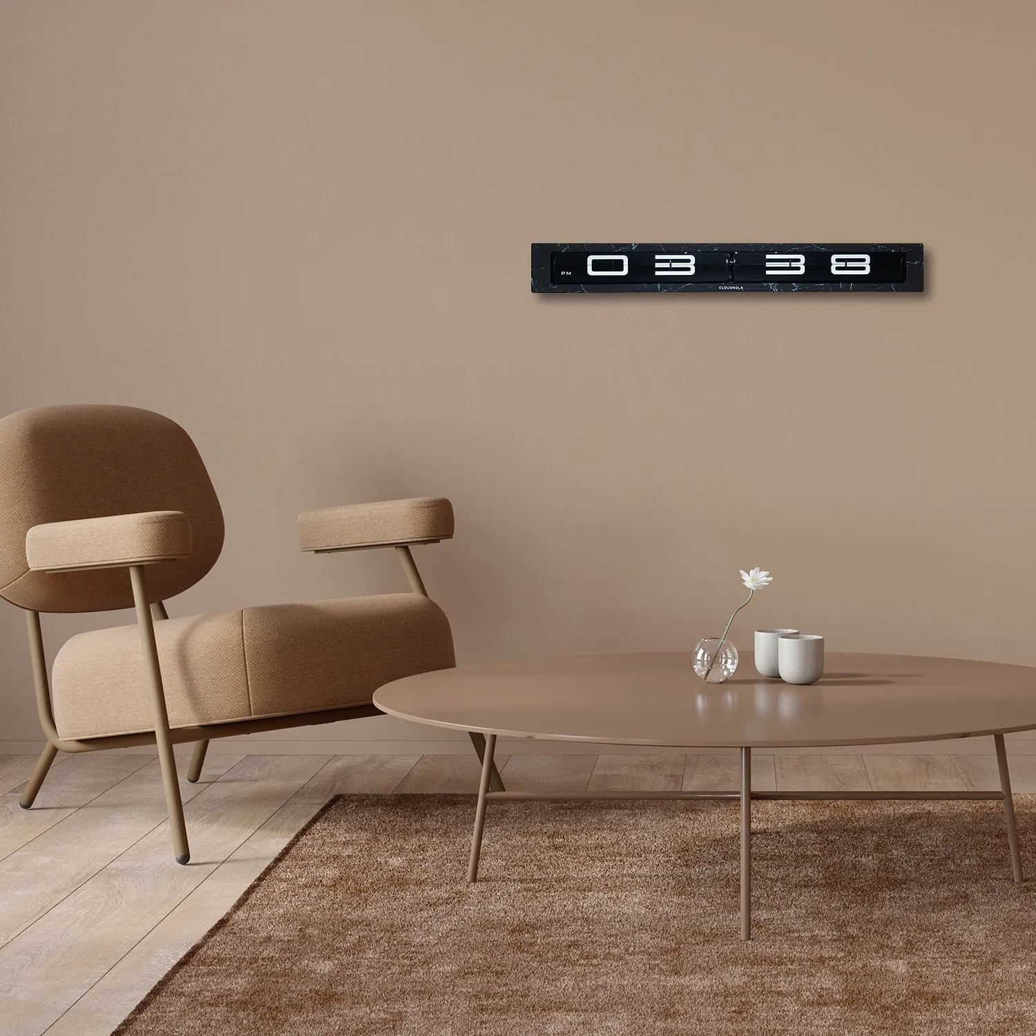 Timeline Smoke Effect AM/PM Edition - Flip Clock - 26 inches wide - A Modern Masterpiece in Timekeeping