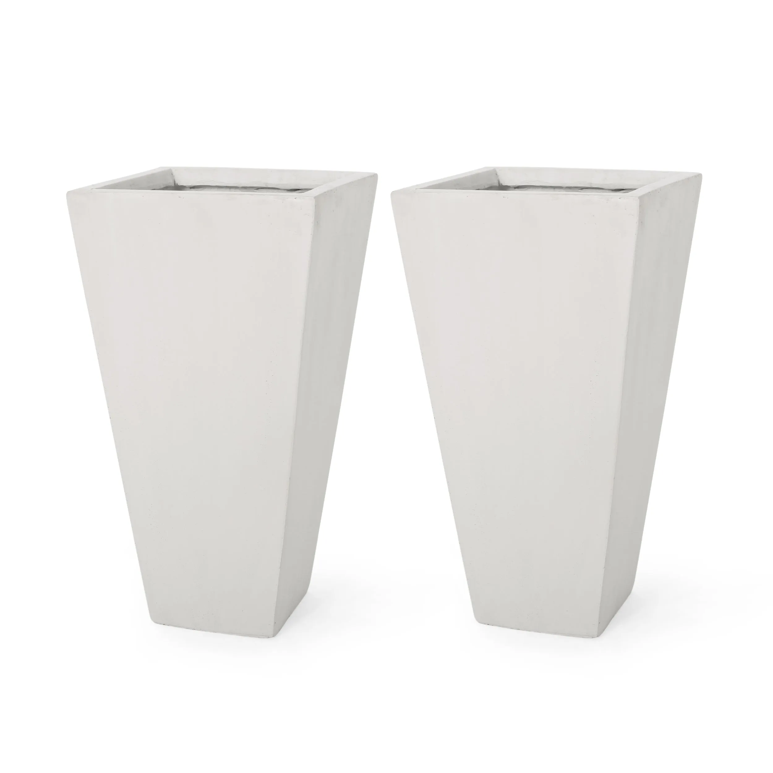 Toland Outdoor Modern Cast Stone Planters (Set of 2)