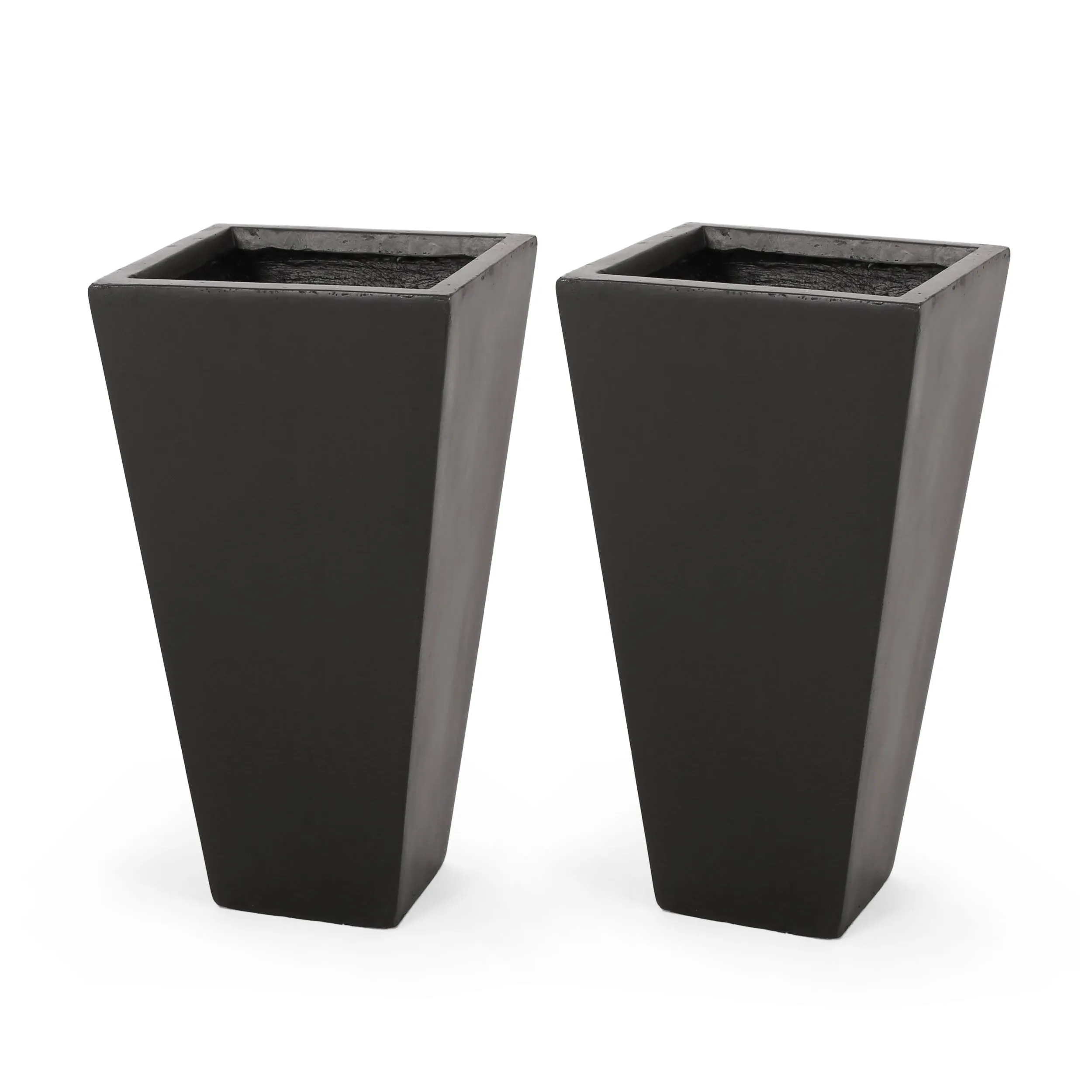 Toland Outdoor Modern Cast Stone Planters (Set of 2)