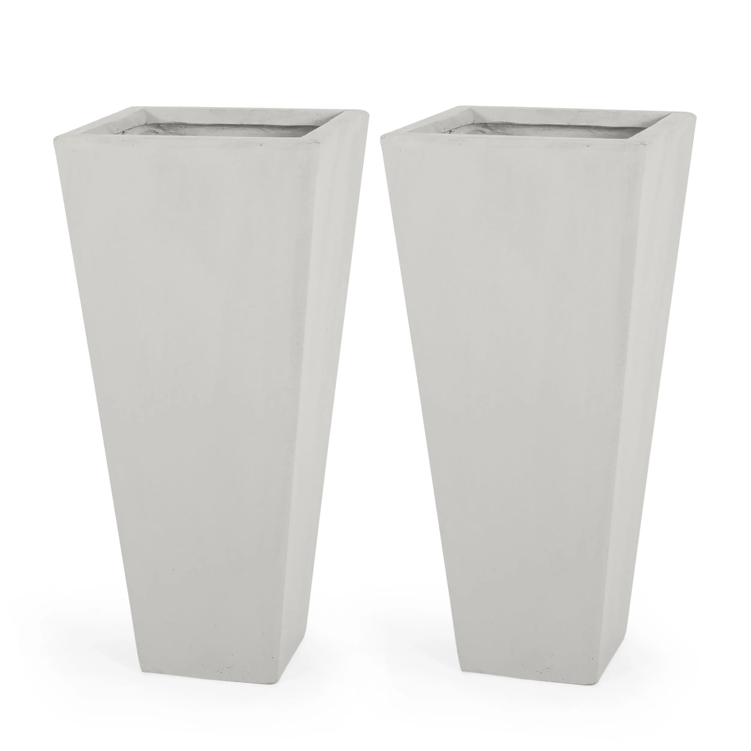 Toland Outdoor Modern Cast Stone Planters (Set of 2)