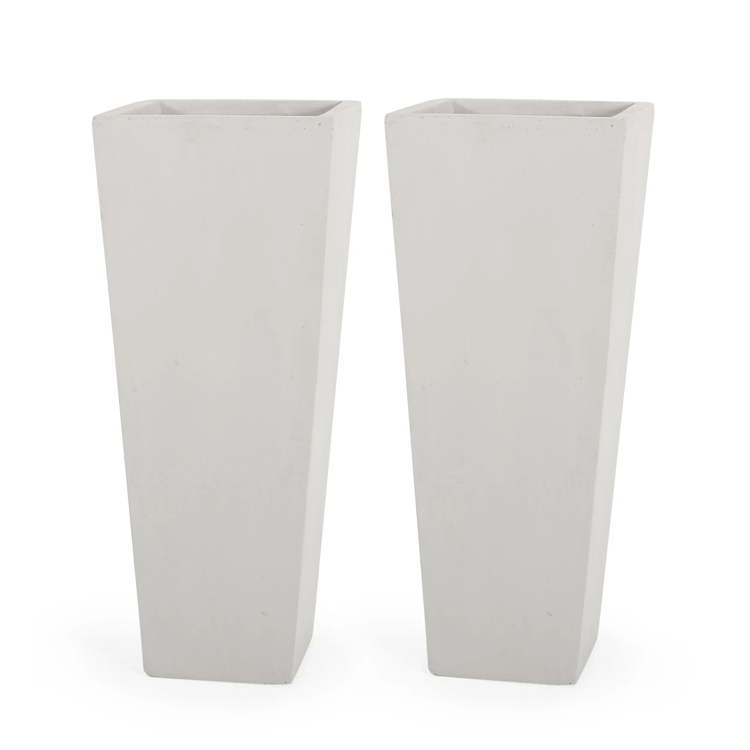 Toland Outdoor Modern Cast Stone Planters (Set of 2)