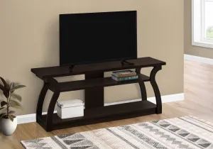 Tv Stand, 60 Inch, Console, Media Entertainment Center, Storage Shelves, Living Room, Bedroom, Brown Laminate, Contemporary, Modern