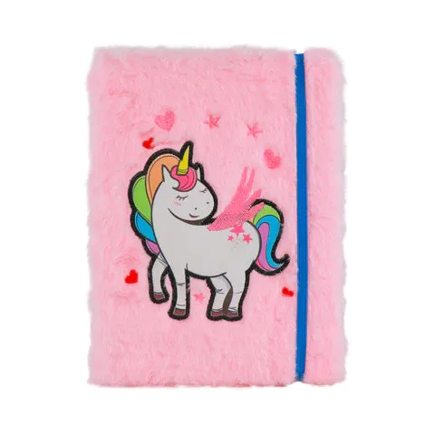 UNICORN THEME FLUFFY NOTEBOOK-PINK