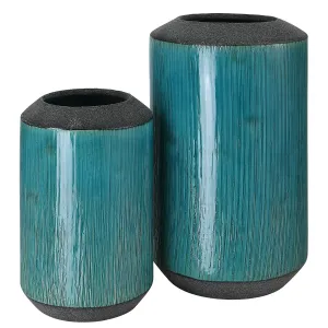 Uttermost Maui Aqua Blue Vases, S/2