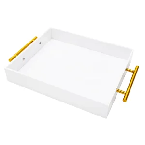 Vikko White/Gold Acrylic Serving Tray 12"x16"x2" 1pc