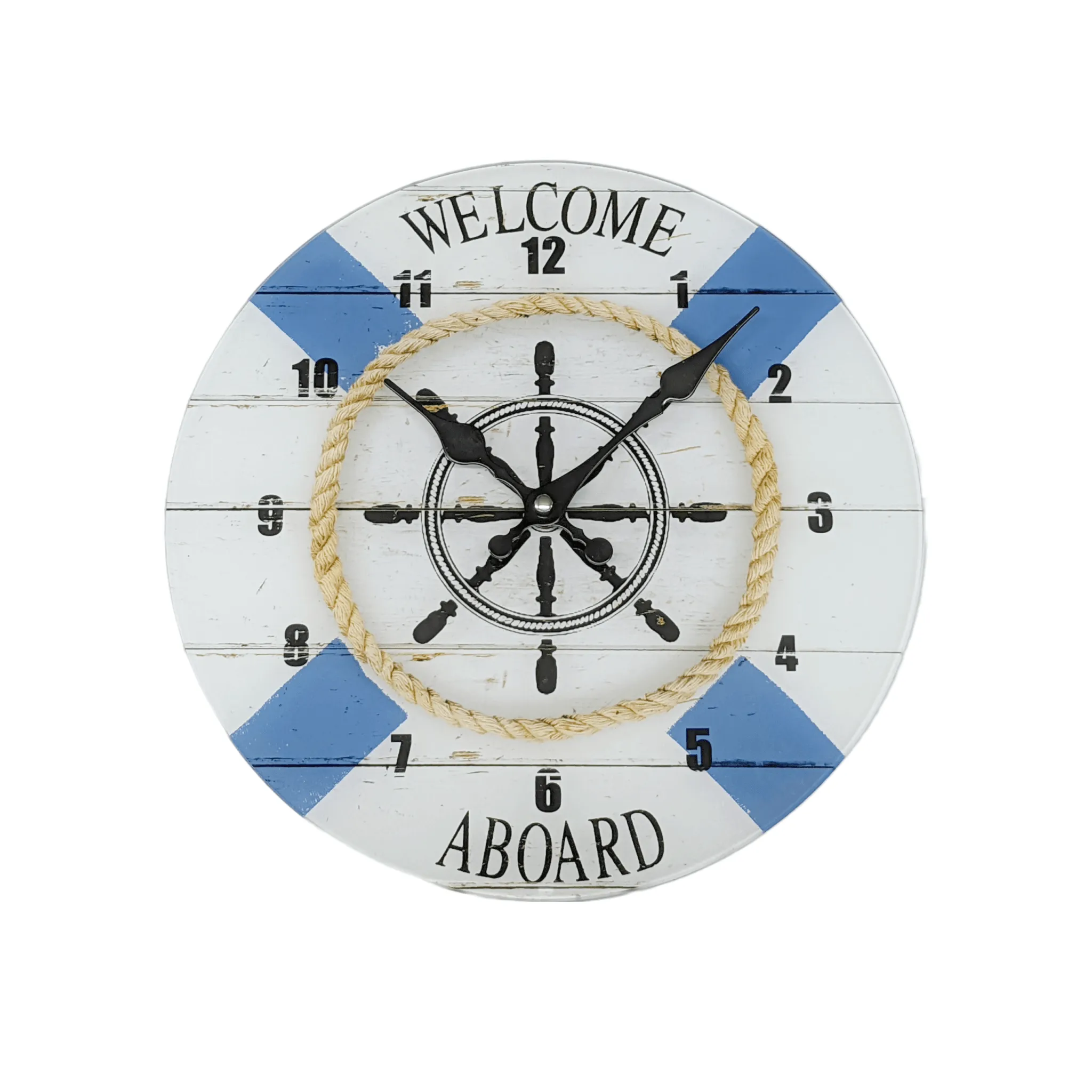 Welcome Aboard Glass Face Wall Clock