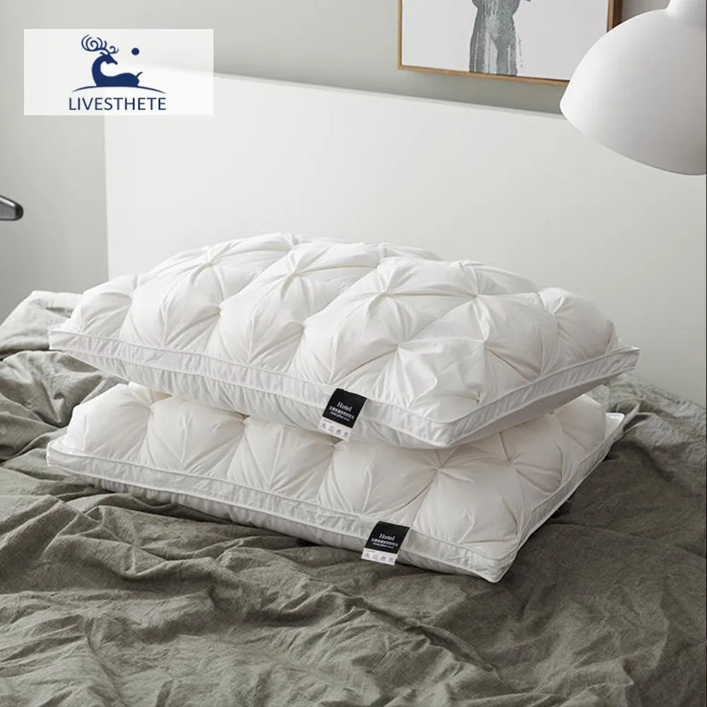 White Goose Down Pillow - 100% Cotton Bedding