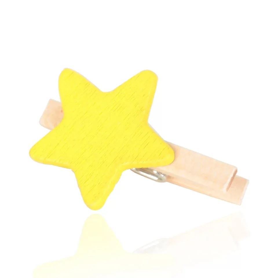 Wooden Photo Paper Clip - Stars - Set of 10